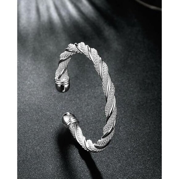 Ladies Sterling Silver Adjustable Open Cuff Bracelet Handmade Italian Jewelry Gi - Picture 5 of 7